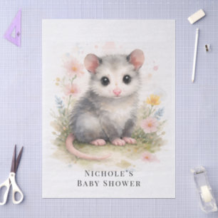 Watercolor Baby Possum Baby Shower  Tissue Paper