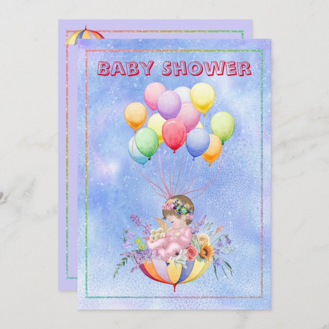 Watercolor Baby Shower Invitation (Front/Back)