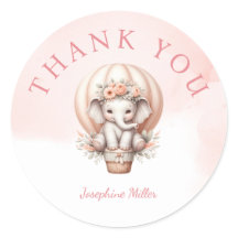 Watercolor Baby Shower Peach Elephant