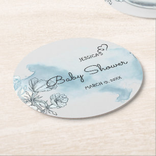 Watercolor Baby Shower  Round Paper Coaster
