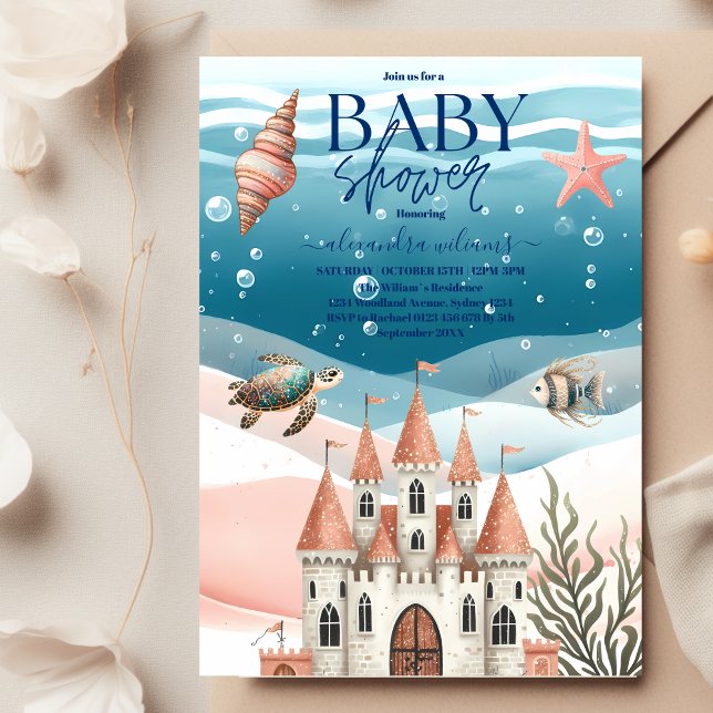 Watercolor Baby Shower Under The Sea Invitation (Creator Uploaded)