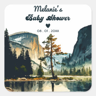 Watercolor Baby Shower Yosemite National Park Ca Square Sticker