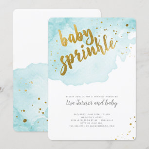 Watercolor Baby Sprinkle - Aqua Invitation