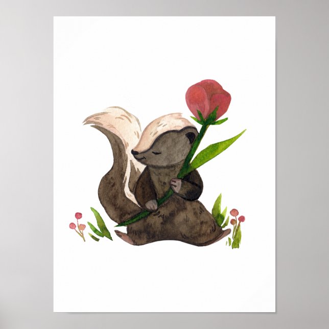 Watercolor Baby Squirrel Nursery Child Poster (Front)