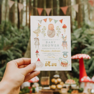 Watercolor Baby Toys Clothes Esentials Baby Shower Invitation