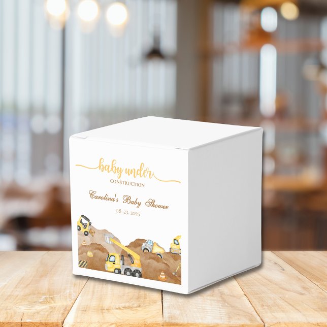 Watercolor baby under construction baby shower favor box (Creator Uploaded)