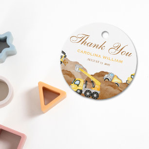 Watercolor baby under construction baby shower favour tags
