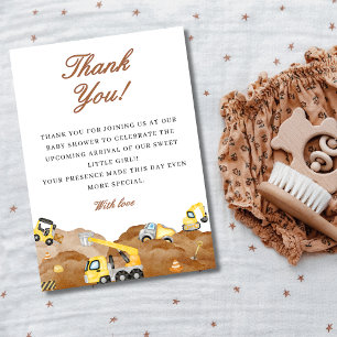 Watercolor baby under construction baby shower thank you card