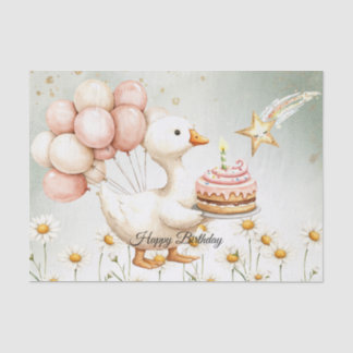 Watercolor Baby White Goose Birthday Party Cute Tissue Paper