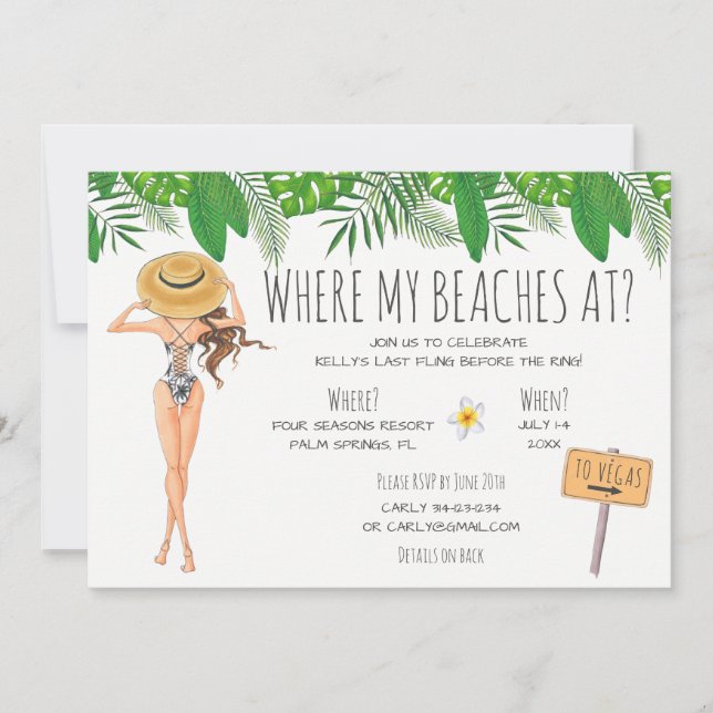 Watercolor Bachelorette Beach Party Invitation (Devant)