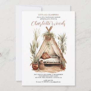 Watercolor Bachelorette Glamping Camping Party Invitation