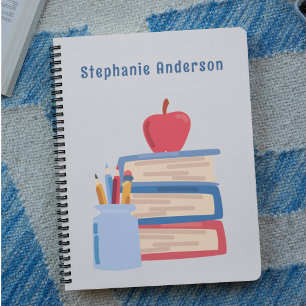 Watercolor Back to school Monogram Name Sketchbook Notebook