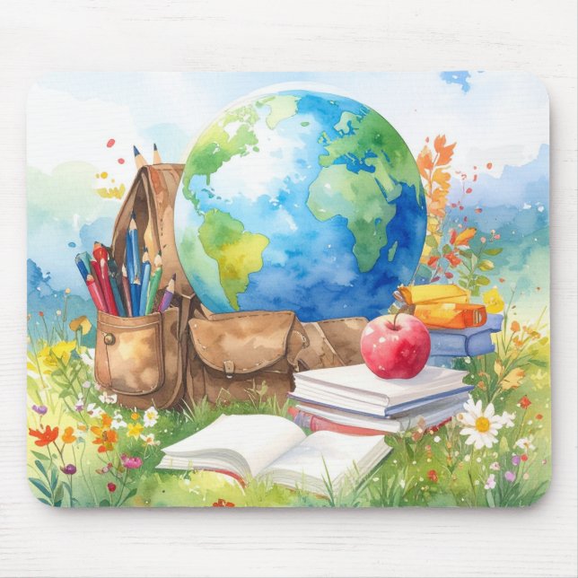 Watercolor Back to School Mouse Pad (Front)