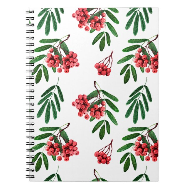 Watercolor background autumn bright rowan notebook (Front)