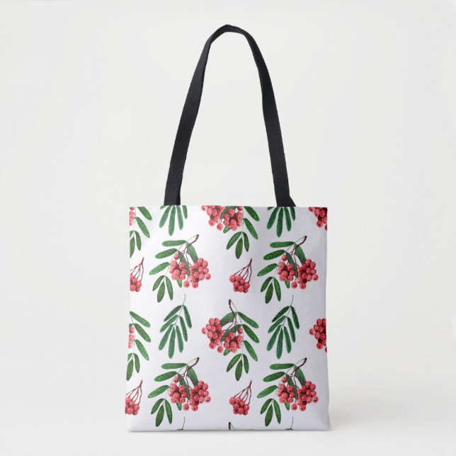 Watercolor background autumn bright rowan tote bag (Front)