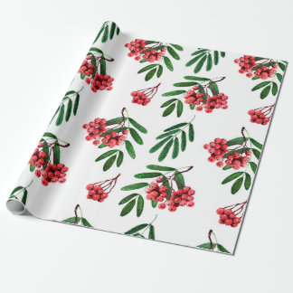 Watercolor background autumn bright rowan wrapping paper