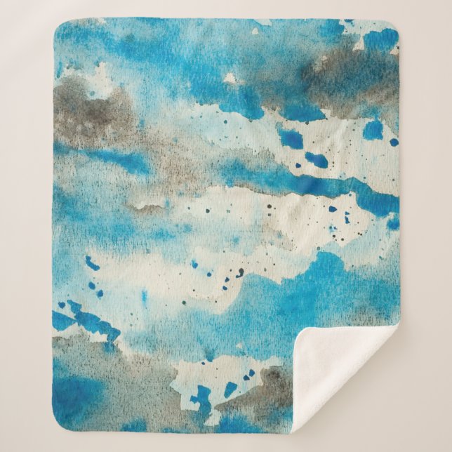 Watercolor background design sherpa blanket (Front)