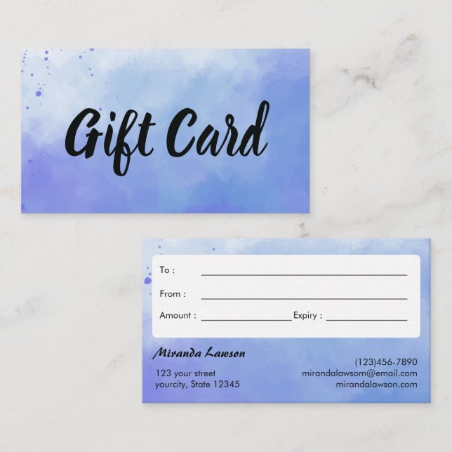 Watercolor background Gift Certificate (Front/Back)