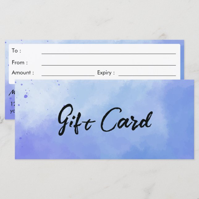 Watercolor background Gift Certificate (Front/Back)