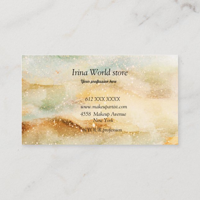 Watercolor Background green glitter abstract  Business Card (Back)