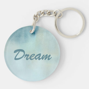 watercolor background in pastel blue and yellow keychain