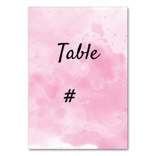 Watercolor background Romantic  table number (Front)