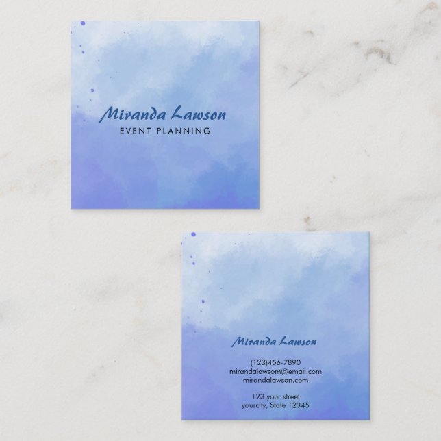 Watercolor background  square business card (Front/Back)