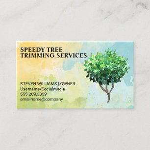 Watercolor Background   Tree Topiary Business Card
