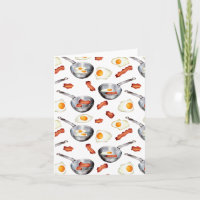Watercolor Bacon & Eggs Breakfast Food Pattern