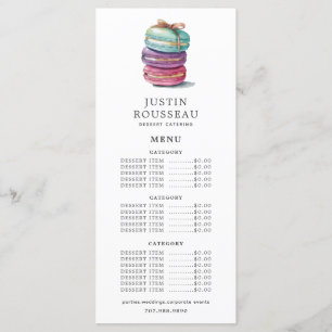 Watercolor Baker Bakery Pastry Chef Cookies Menu