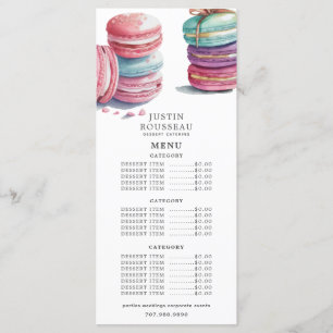 Watercolor Baker Bakery Pastry Chef Menu