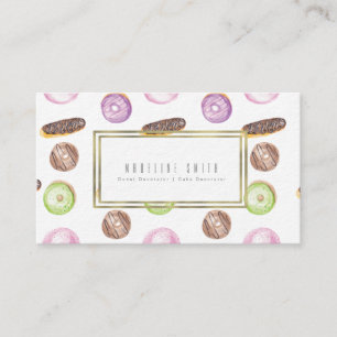 Watercolor Baker Doughnut Cake Decorator Business Card
