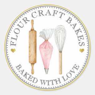 Watercolor Baker Pastry Chef Baker's Tools  Classic Round Sticker