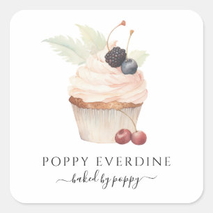 Watercolor Baker Pastry Chef Cupcake Product Label