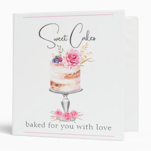 Watercolor Bakery Cake Pink Elegant Binder