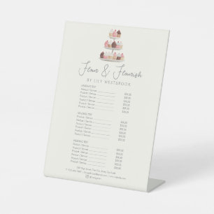 Watercolor Bakery Cupcake Treat Elegant Price List Pedestal Sign