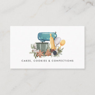 Watercolor Bakery Logo   Floral Business Card