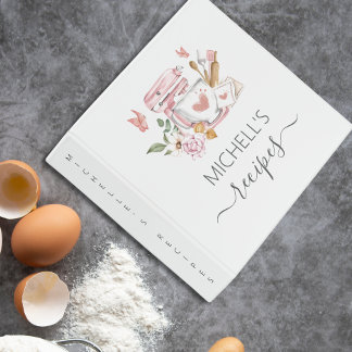 Watercolor Bakery stand mixer personalized Recipes Binder