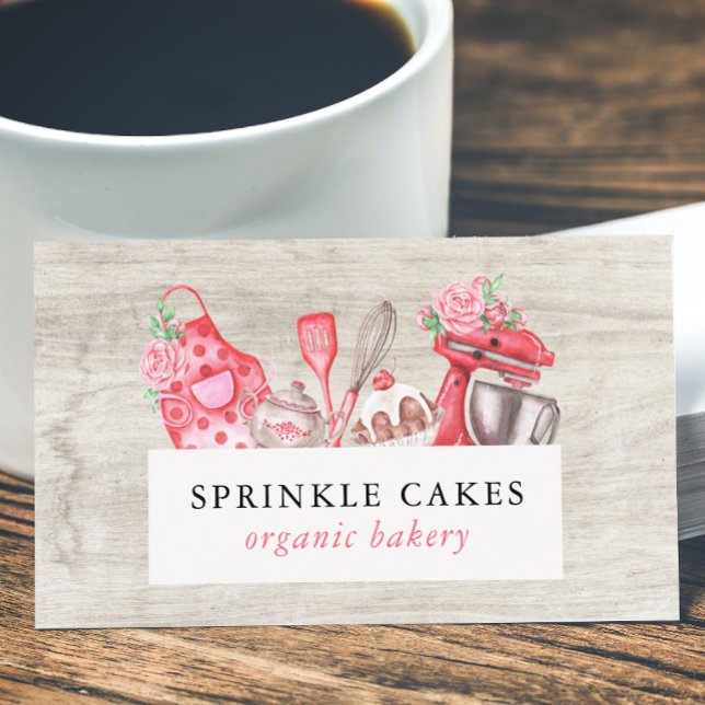Watercolor Baking & Cooking Utensil Baker Business Card (Creator Uploaded)