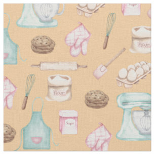 Watercolor Baking on Light Orange Fabric