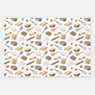 Watercolor Baking Pattern Wrapping Paper Sheet