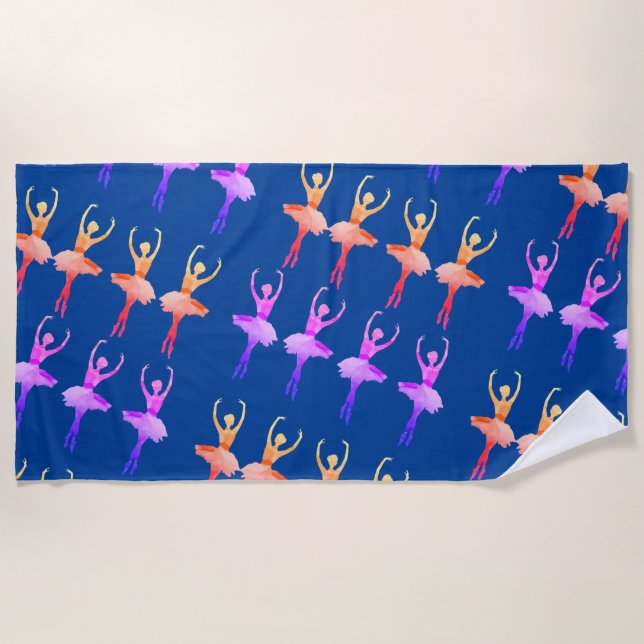 Watercolor Ballerina  Beach Towel (Front)