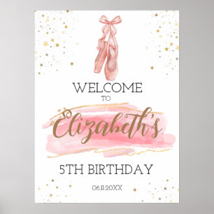 Watercolor Ballerina Birthday party Welcome Poster