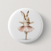 Watercolor Ballerina Bunny Dancing Tan Pink