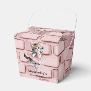 Watercolor Ballerina Kitten Girl Birthday Party Favor Box