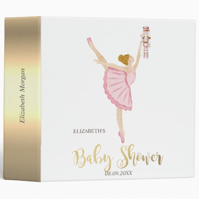 Watercolor Ballerina Nutcracker Pink Binder (Front/Spine)
