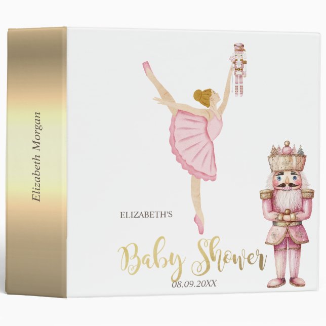 Watercolor Ballerina Nutcrackers Pink Binder (Front/Spine)