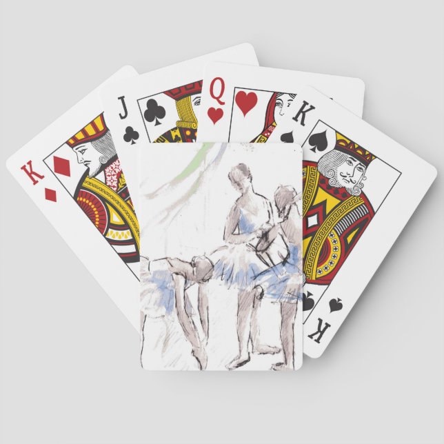 Watercolor Ballet Dancing Ballerina Playing Cards (Back)