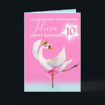 Watercolor ballet granddaughter 10th birthday card<br><div class="desc">Watercolor whimsy swan personalized name and age card. Personalize with your own name and age, reads To our grand daughter Felicia 10 and message inside reads we hope you have a day! Pretty shades of pink, aqua blue, and white. Other matching dancing ballerina swan items available. An original design and...</div>