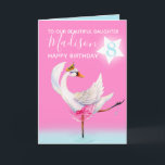 Watercolor ballet swan daughter 8th birthday card<br><div class="desc">Watercolor whimsy swan personalized name and age birthday card. Personalize with your own name and age, reads To our beautiful daughter Madison 8 and message inside reads we hope you have a wonderful day! Pretty shades of pink, aqua blue, and white. Other matching dancing ballerina swan items available. An original...</div>